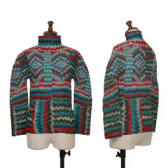 イッセイミヤケ ミーISSEY MIYAKE me ランダムウェーブプリントストレッチプリーツハイネックカットソー マルチFのサムネイル