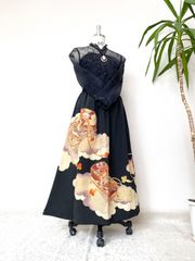 大人可愛いセレブ大島着物スカート大島紬着物リメイクロングスカート