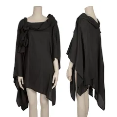 イッセイミヤケISSEY MIYAKE コットンストールネックポンチョ 黒2のサムネイル