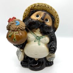 人形 たぬき 狸 陶器 オブジェ 置物 インテリア 工芸品 美術品 A1112