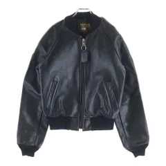 VANSON (バンソン) Team Jacket カウレザー ジップアップ フライト ボンバー チームジャケット ブラック 18864のサムネイル