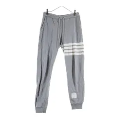 THOM BROWNE (トムブラウン) 4-Bar Striped Sweatpants 4バーストライプドスウェットパンツ ドローストリングジョガーパンツ MJQ008H-00535068 グレーのサムネイル