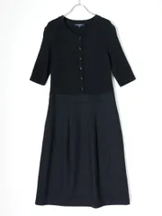 BURBERRY LONDONバーバリー ロンドン 日本製 リブニット×メリノウール切替ドレス ワンピース【38】【LOPA82449】のサムネイル