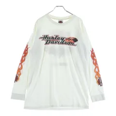 VINTAGE (ヴィンテージ) 00S Harley-Davidson Flame Pattern L/S T-Shirt ハーレーダビッドソン フレイムパターン 長袖Tシャツ ロンT ホワイト