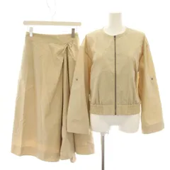 セオリーリュクス theory luxe 24SS セットアップ 上下 ハーヴィサティ HARVEY SATI ノーカラージャケット ブルゾン アウター 38 ハーヴィラリー HARVEY LARRIE スカート ロング フレア 36 ベージュ /YTのサムネイル