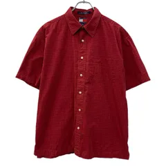 90s TOMMY HILFIGER 半袖 チェックシャツ XL レッド トミーヒルフィガー ボタン 90年代 胸ポケット ギンガムチェック 夏物 a806-6500のサムネイル