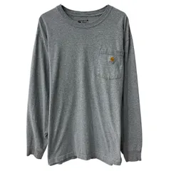 Carhartt 長袖 ロゴTシャツ L グレー カーハート プルオーバー ワンポイント ロゴ刺繍 胸ポケット ロンT 春物 a806-6516のサムネイル