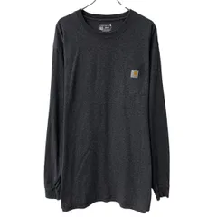 Carhartt 長袖 ロゴTシャツ 2XL ダークグレー カーハート プルオーバー ワンポイント ロゴ刺繍 胸ポケット ロンT 春物 a806-6520のサムネイル