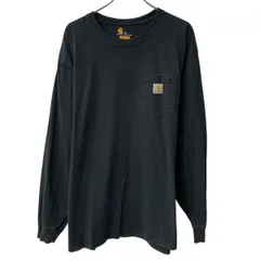 Carhartt 長袖 ロゴTシャツ 2XL ブラック カーハート プルオーバー ワンポイント ロゴ刺繍 胸ポケット ロンT 春物 a806-6521のサムネイル