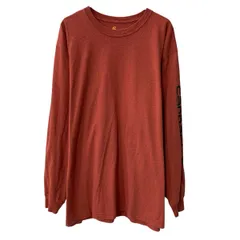 Carhartt 長袖 ロゴTシャツ 2XL レッド カーハート プルオーバー ロゴ アームプリント ロンT 春物 a806-6522のサムネイル