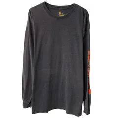 Carhartt 長袖 ロゴTシャツ 2XL ダークグレー カーハート プルオーバー ロゴ アームプリント ロンT 春物 a806-6525のサムネイル