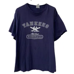 ～00s Majestic 半袖 プリントTシャツ XL ネイビー マジェスティック ～00年代 ベースボール ヤンキース カットソー 夏物 a806-6540