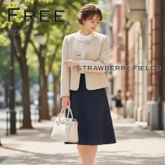 【美品】STRAWBERRY-FIELDSストロベリーフィールズ 日本製 ノーカラー ラメツイードジャケット M ライトベージュ 【古着】【中古】【送料無料】のサムネイル
