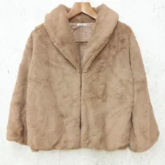 INGNI イング アウター ショールカラー エコファー コート ジャケット ポケットあり 裏地付き ブラウン Mサイズ ◎_◇〇☆のサムネイル