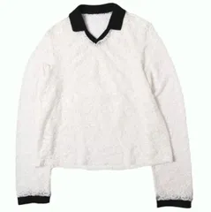 SIMONE WILD シモーネワイルド 25AW ドイツ製 LACE TRIKOT スキッパーネック レースポロシャツ M OFF WHITE/BLACK 長袖 ブラウス トップス g27055のサムネイル