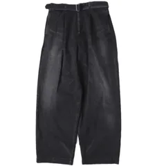 新品 Graphpaper グラフペーパー 25SS 日本製 SELVAGE DENIM BELTED PANTS サルベージデニムベルテッドパンツ GU251-40192DB 2 BLACK DARK FADE ジップフライ ジーンズ ボトムス g27083のサムネイル