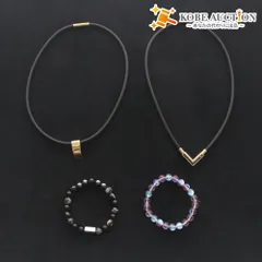 ■ Colantotte コラントッテ 他 ネックレス ブレスレット 4点セット まとめ売り 磁気 血行改善 ブラック ライトピンク系のサムネイル