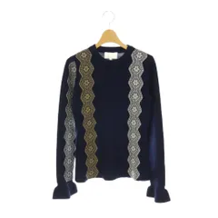 3.1 フィリップリム 3.1 phillip lim レース装飾 ベルスリーブニット セーター ウール 長袖 S 紺 ネイビー /HS ■OSのサムネイル