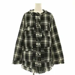 ダーリッチ Darich 24AW チェックフリンジツイードジャケット ノーカラー ミドル丈 アウター F 黒 白 /HS ■OSのサムネイル