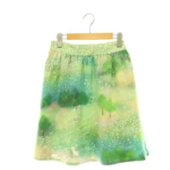 フランシュリッペ franche lippee 草原 スカート フレア ギャザー ひざ丈 M ライトグリーン マルチカラー /HS ■OSのサムネイル