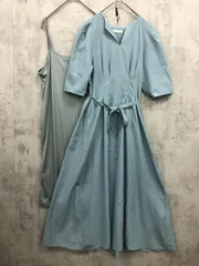 BEAMS HEART ビームス ハート 麻調 ウエストタック ワンピース ブルーグリーン ■◆ レディースのサムネイル