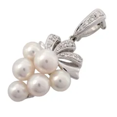 田崎真珠 タサキ TASAKI 5.5-7.0mm あこや あこや真珠 パール 真珠 ダイヤモンド ダイヤ 0.17ct 葡萄 ネックレストップ Pt900 ペンダントトップ パヴェダイヤ ジュエリー ドロップ スウィング プラチナ 5082のサムネイル
