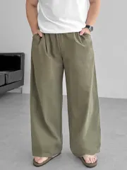 LYNN リネン ワイド パンツ カーキ/ブラック 3XL(36-38) サイズ 2 点 まとめ 出品
