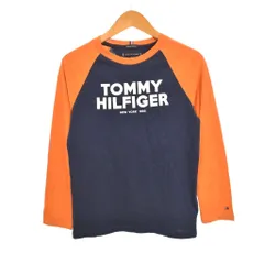 トミーヒルフィガー TOMMY HILFIGER Tシャツ カットソー 長袖 ラグラン 140 紺 ネイビー オレンジ ■ECD005