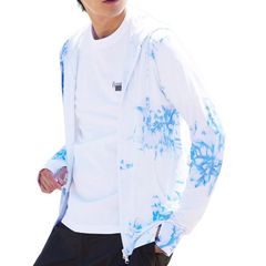 [Brand New] [JIGGYS SHOP] Jiggy's Shop Rash Guard | M Blue Flower (Mesh) Breathable, Cooling Touch, UV Protection, Mesh Men's Swimsuit, Lightweight Hoodie, Zip-up Top, Long Sleeve, Beach, Sea, Pool, Camping, UV Protection, Quick Drying, Festival 1