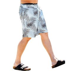 [Brand New] [JIGGYS SHOP] Jiggy's Shop Swim Pants | M Shadow Leaf Men's Swimwear Half Pants Amphibious Board Pants Rash Guard Beach Sea Quick Dry Summer Camo Camouflage Seawater Simple Flashy Adult Travel Pool Resort Floral Light Blue 1