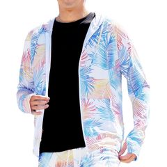 [Brand New] [JIGGYS SHOP] Jiggy's Shop Rash Guard | XL Leaf (Mesh) Breathable, Cooling Touch, UV Protection, Mesh Men's Swimsuit, Lightweight Hoodie, Zip-up Top, Long Sleeve, Beach, Sea, Pool, Camping, UV Protection, Quick Drying, Festival, Summer U 1
