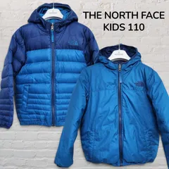【美品】ノースフェイス　THE NORTH FACE　USA　550フィル　リバーシブル　ダウンジャケット　キッズ　110　ブルー　青　グースダウン　アウトドア 　ユニセックス　韓国　古着