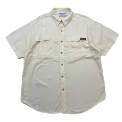 コロンビア フィッシングシャツ 半袖 メンズ S ベージュ ストライプ アウトドア 釣り 裏地メッシュ 表地コットン×レーヨンのサムネイル