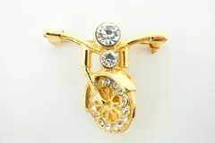 ジャンニ ヴェルサーチェ ヴィンテージ ブローチ レア 自転車 バイシクル ラインストーン メッキ 金 ゴールド Gianni Versace 5933jのサムネイル
