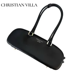 美品 定価4.5万 現行品 CHRISTIAN VILLA クリスチャンヴィラ レザー ワイド ミディアム バッグ 黒 ブラック 保存袋付きのサムネイル