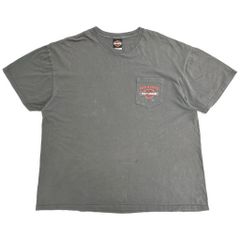 HARLEY DAVIDSON ハーレーダビッドソン ポケットＴシャツ 大きいサイズ モーターサイクル グレー(メンズ XXL)中古 古着 Y3955