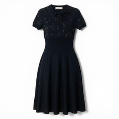 VALENTINO 総レースワンピース バタフライビーズ装飾 七分袖 サイズ40