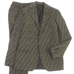 美品□FENDI フェンディ FJ0498/FB0767 FFロゴ ズッカ 総柄 シングルスーツ 上下セットアップ ブラウン 44 イタリア製 正規品 メンズのサムネイル