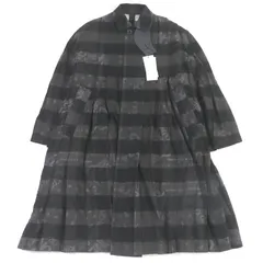 未使用品□Sacai サカイ 23SS 23-02965M エリックヘイズ チェック ロゴ総柄 オーバーサイズ プリーツコート チャコール 1 日本製 正規品のサムネイル
