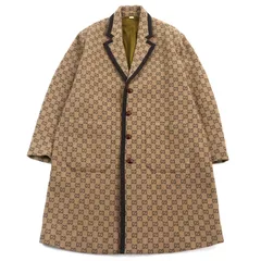 極美品○GUCCI グッチ 598710 GGジャガード メルトン くるみボタン ロング丈 チェスターコート ベージュ 総柄 50 伊製 正規品 メンズのサムネイル