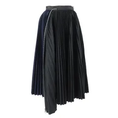 未使用品△Sacai サカイ 24SS SCW-086 Cotton Poplin Zipper Skirt バイカラー ジップデザイン プリーツスカート 黒 ネイビー 0 正規品のサムネイル