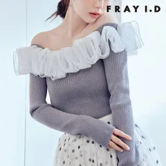【SALE40%OFF】【即納】フレイアイディー FRAY I.D トップス 26春夏 フリルコンビオフショルダーリブニット 長袖 オフショル fwnt261120