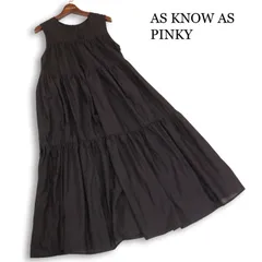 AS KNOW AS PINKY アズノウアズ ピンキー 春夏★ ノースリーブ 前後2WAY ロング ティアード ワンピース Sz.F レディース 黒のサムネイル