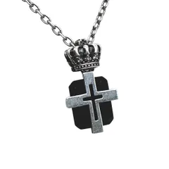 Justin Davis ジャスティンデイビス SNJ716 ネックレス 925 オニキス LITTLE ANARCH ペンダント アクセサリー クラウン 王冠 スクエア シルバー ブラック 5102のサムネイル