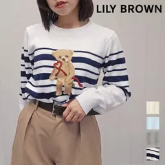 【SALE30%OFF】【即納】リリー ブラウン LILY BROWN トップス 26春夏 Lily Bearハートサテンニット ミドル丈 長袖 lwnt261090
