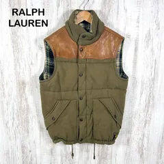 90s Polo by Ralph Lauren ポロバイラルフローレン レザー ダウンベスト カーキ