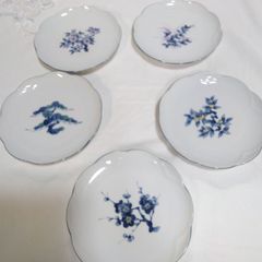 深川製磁青い花柄波形皿5枚セット❣️ - メルカリ