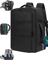 Travel Backpack, Large Capacity 40L, Business Backpack, Carry-on Backpack [Expandable Function & Dual USB Ports], Fits 15.6-inch Laptop, Multifunctional Hiking Backpack [Shoe Bag & Wet Pocket], Water-repellent, Suitable for Commuting, Business Trips, School, Club Activities, Gift