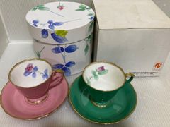 香蘭社 ローズガーデン 湯呑み 蓋付湯呑揃 バラ柄食器 4客 美品です
