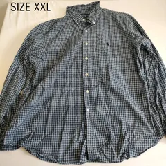 【XXL】海外古着　Ralph Lauren　ラルフローレン　緑　青　チェック　長袖　シャツのサムネイル